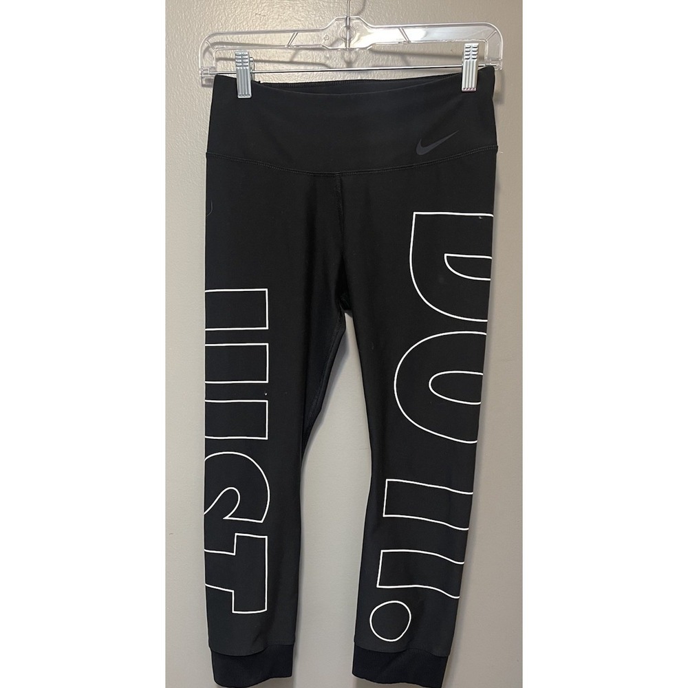 Nike " Just Do It" Black Capris Dri Fit Size Small Women's - Picture 2 of 3